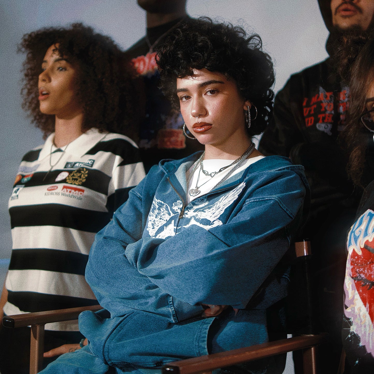 Kidross Angel Snow Wash Oversized Full Zip-Up Hoodie