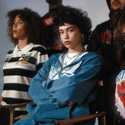 Kidross Angel Snow Wash Oversized Full Zip-Up Hoodie